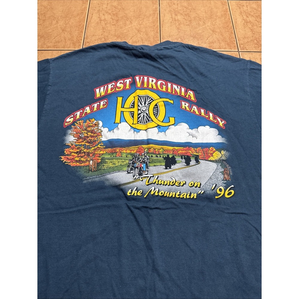 1996‎ Harley Davidson Single Stitch T-Shirt Sz L West Virginia State Rally Biker